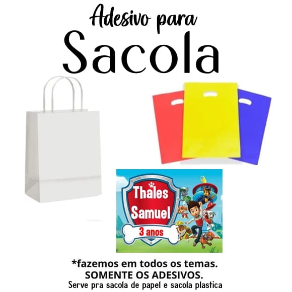 Adesivo para sacolinha - todos os temas