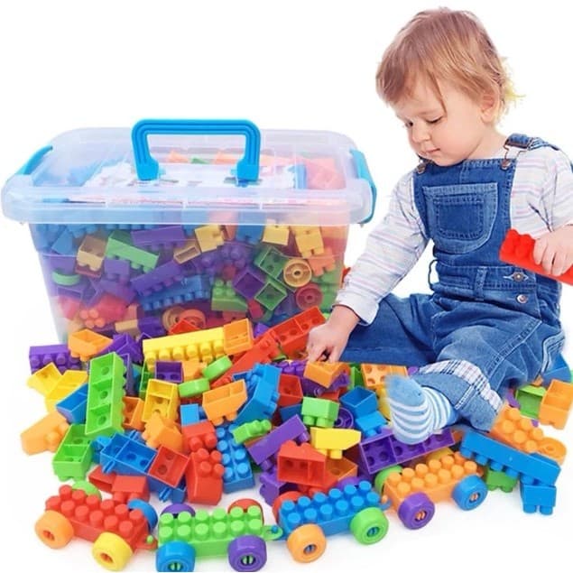 140 Blocos De Montar Super Coloridos Carrinho + Rodinhas - educacional