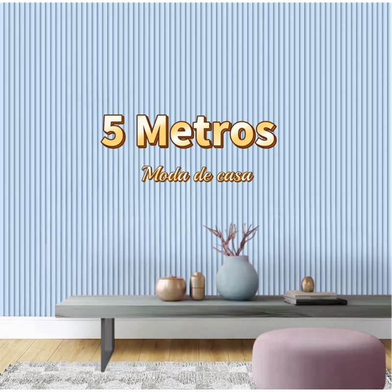 Papel de Parede Ripado Azul 5 METROS x 45CM Adesivo Autocolante para Sala, Quarto