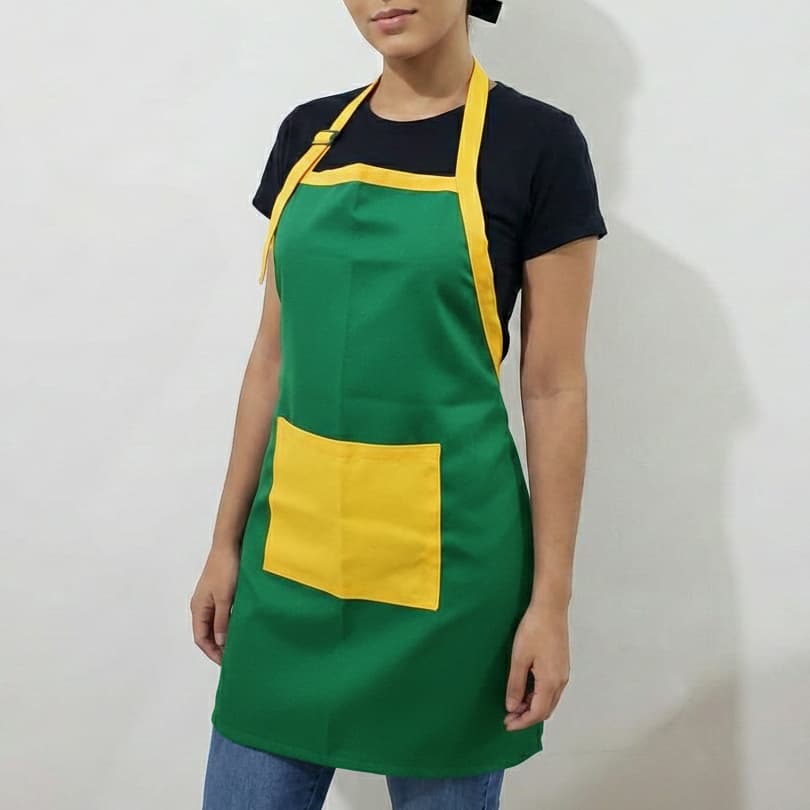 Avental Verde e Amarelo com bolso Grande unissex
