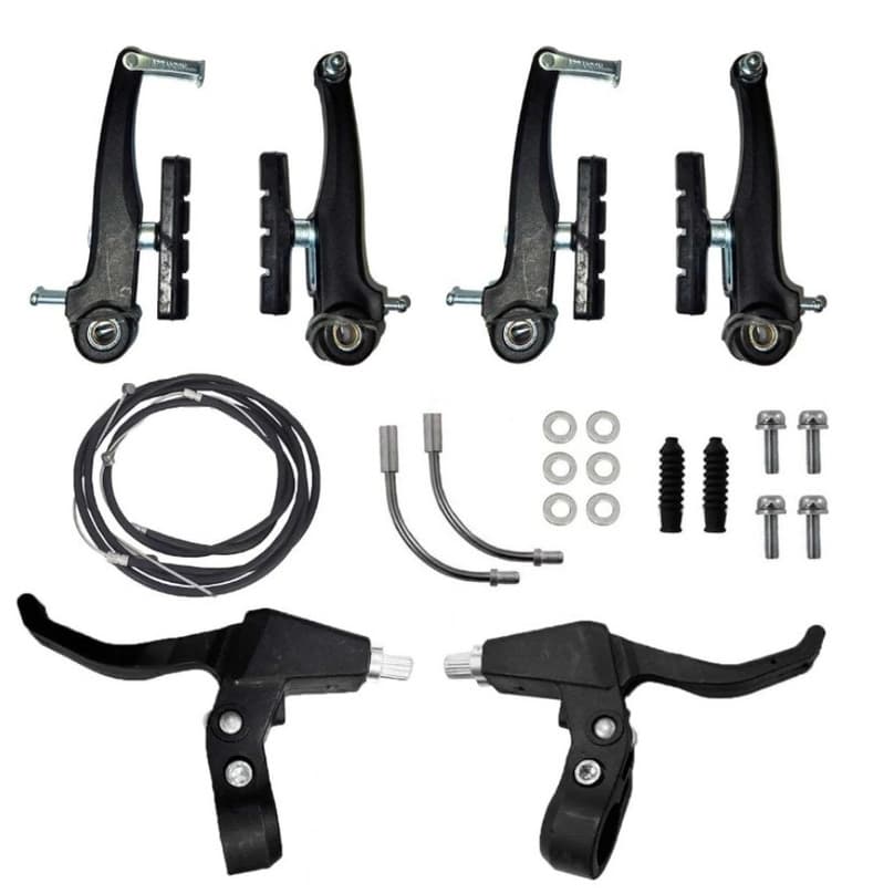 Kit de Freio para Bike V Brake Nylon com Maçaneta e Cabos/ Dianteiro e Traseiro