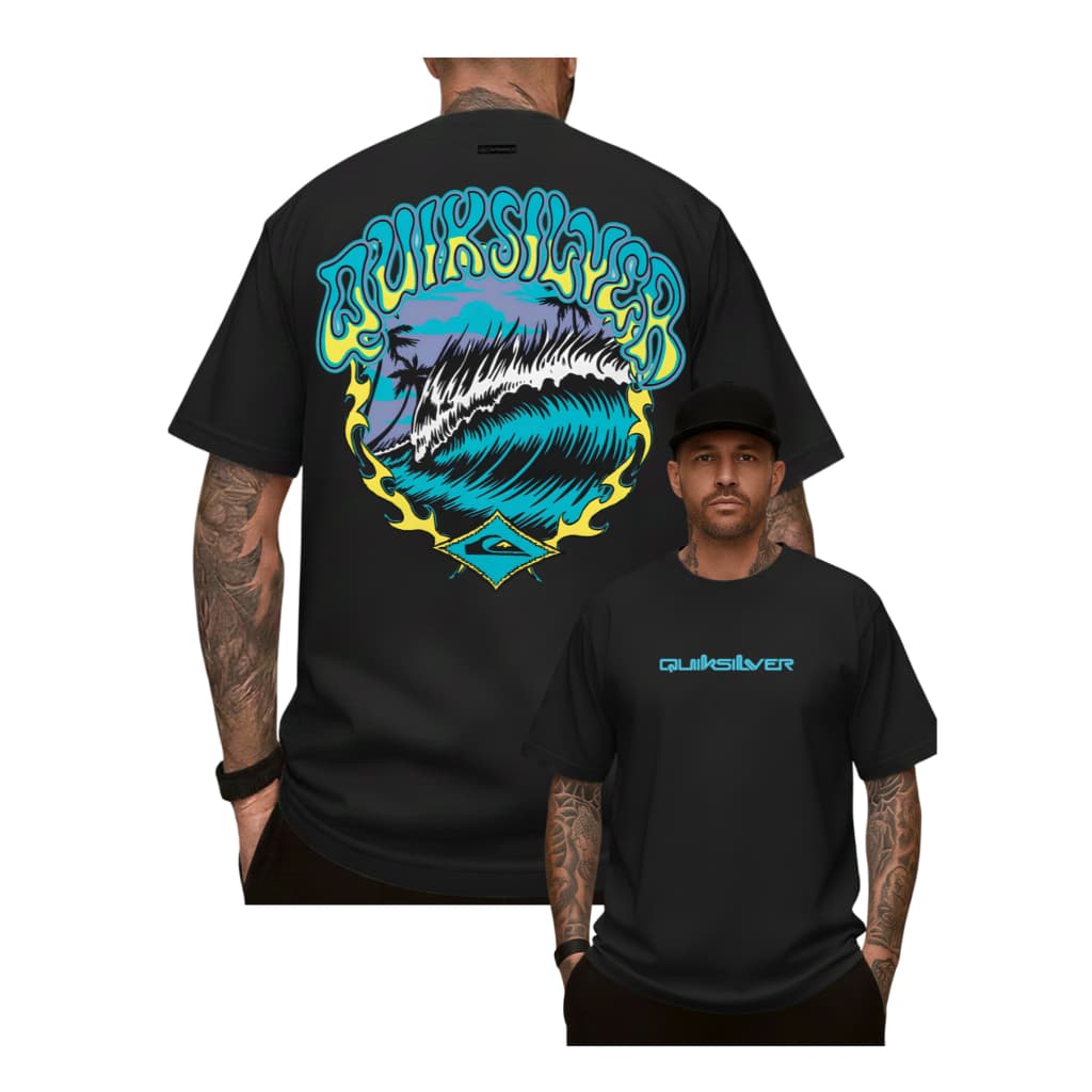 camiseta blusa estampada masculina quiksilver surf adulto 100% algodão stretwear