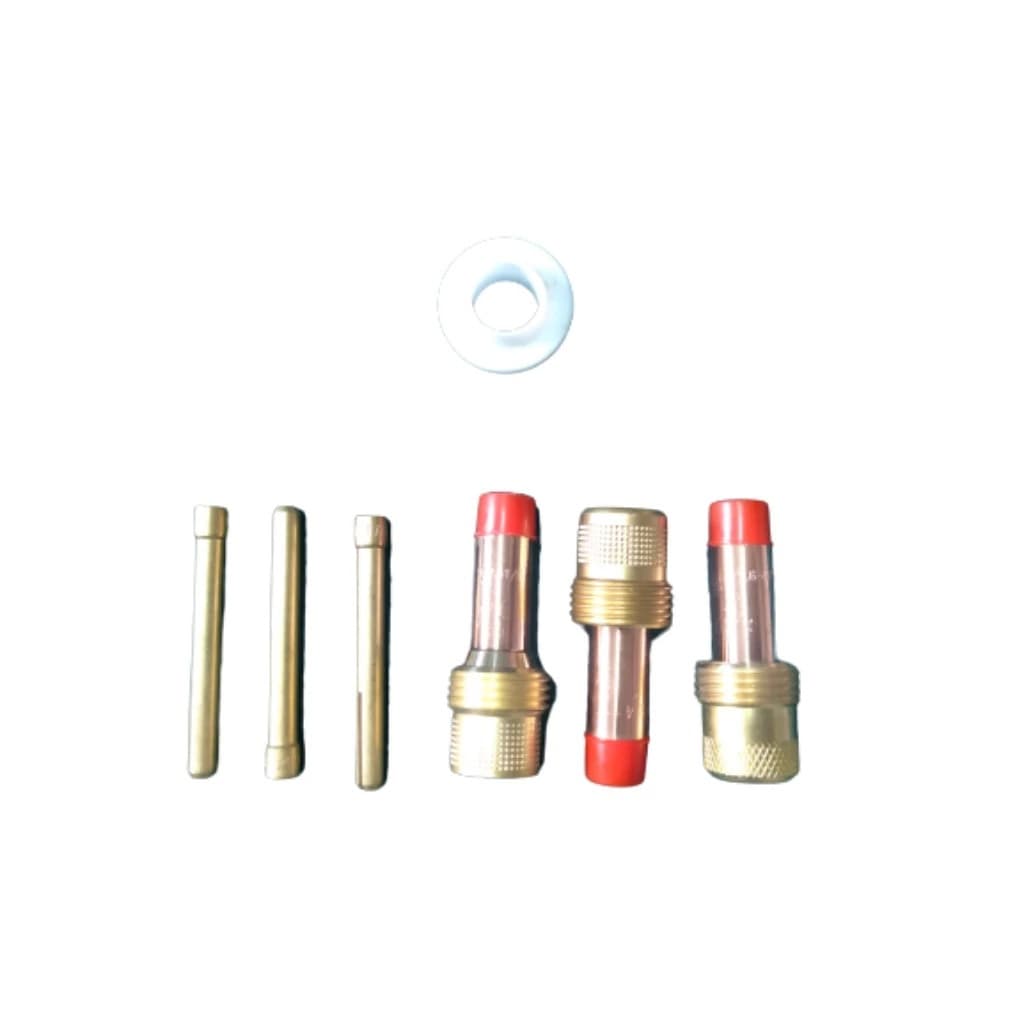 Kit 7 Peças Consumiveis de Solda Tig Gas Lens para Tocha Wp 17 Wp 18 Wp 26