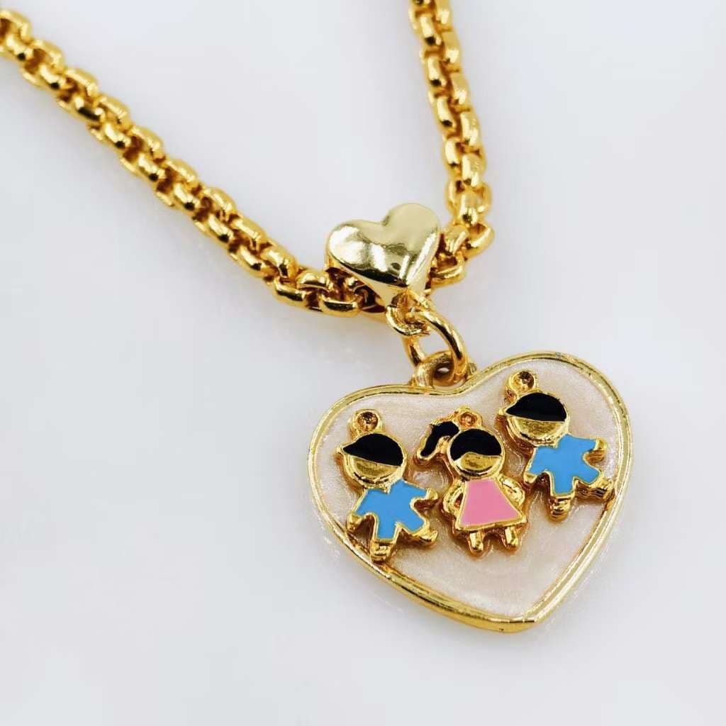 Colar Elo Português Pingente Filhos Moda Tendência Ouro 18k.