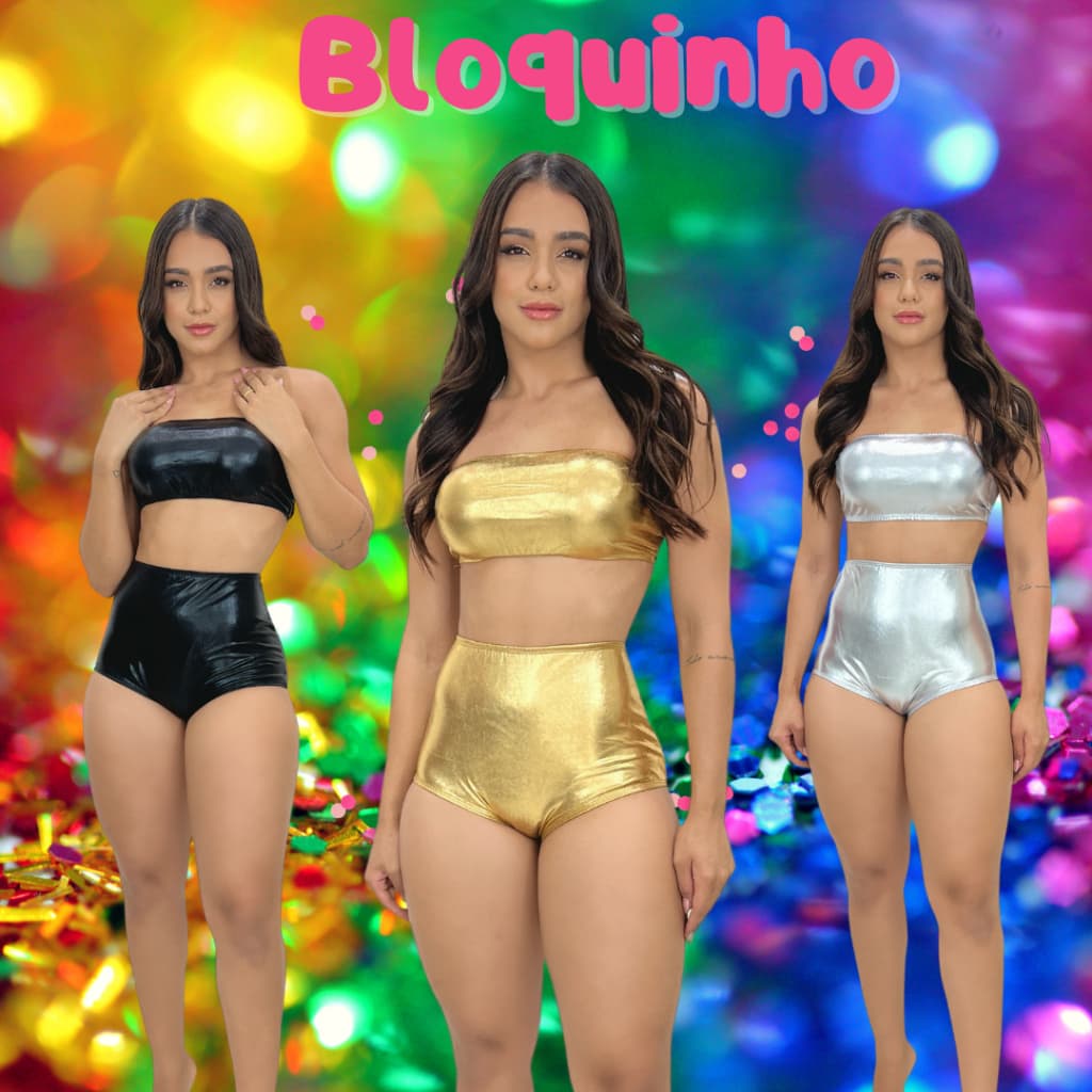 hot pants conjunto metalizado carnaval verão 2026