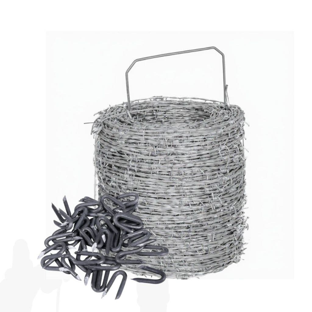 Arame Farpado 250M Cerca Rural Proteção Sítio Chácara+ 1 Kg De Grampo Cerca Belgo
