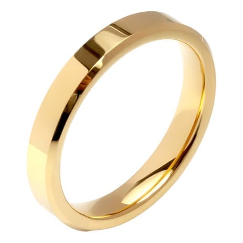 Aliança Casamento 3mm Chanfrada Banhada a Ouro Aço Inoxidável Noivado Abaulada Avulsa
