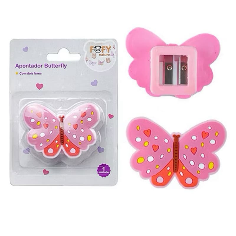 Apontador Fofy Butterfly com 2 Furos – Material Escolar e Escritório