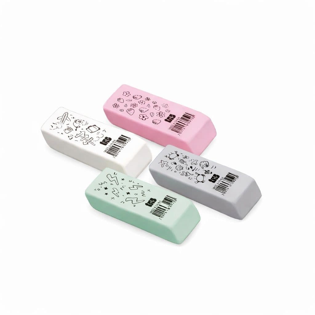 Borracha Escolar Soft Tris - Kit Com 4 Unidades Coloridas - Papelaria Escolar