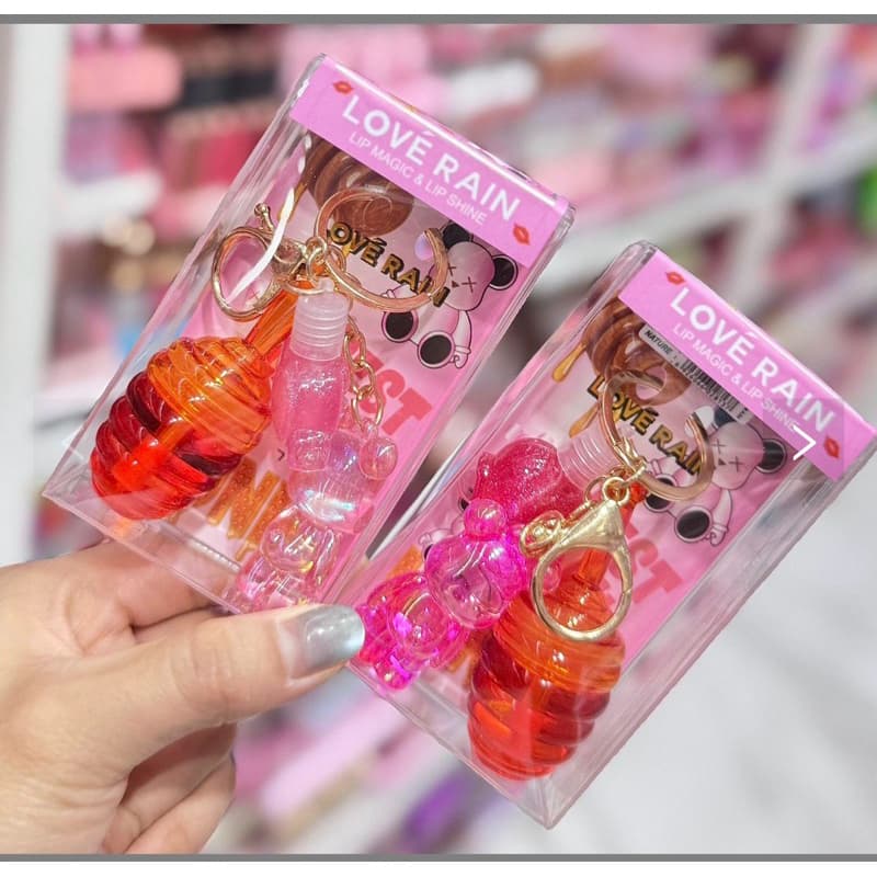 Lip Gloss Love Rain 3 em 1 | Chaveiro | Brilho Labial