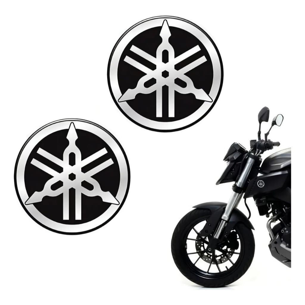 Kit 2 Emblemas Adesivo Yamaha Resinado 3D Cromado Alto Relevo Moto Logo Tanque RES3149 44FE4FE4F55EE5E4