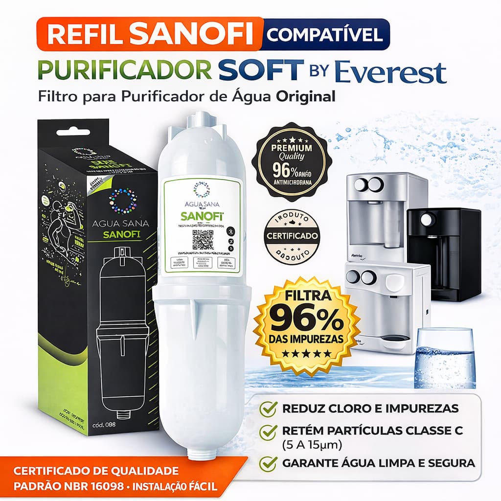 Refil Sanofi Compatível Soft by Everest – Filtro para Purificador de Água Original