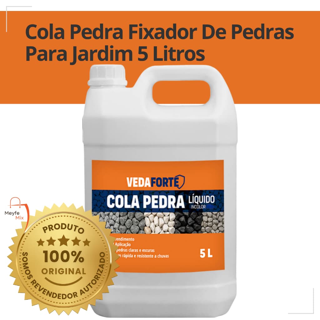 Cola Pedra Líquido Fixador Para Pedra 5 Litros Alta Aderência E Resistência Veda Forte Original