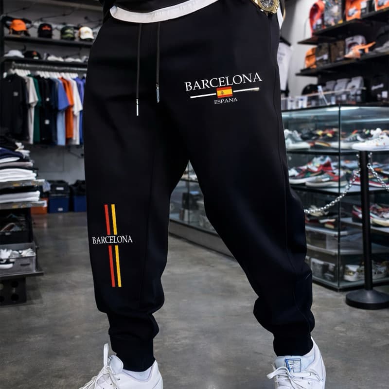 CALÇA DE MOLETOM BARCELONA ADULTO UNISSEX 100% ALGODÃO CAIMENTO PERFEITO IDEAL TREINO CORRIDA GYM ESTILOSA ESPORTIVA