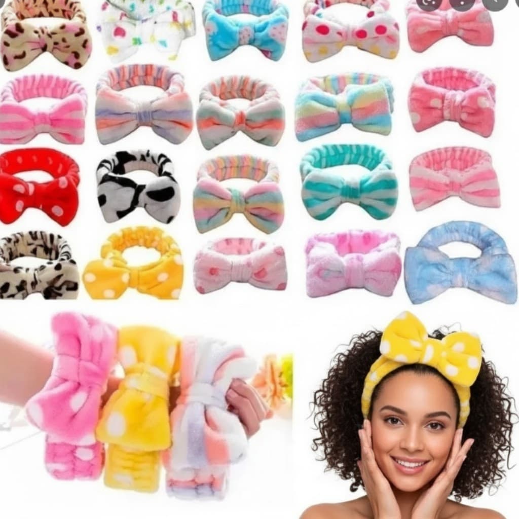 Faixa de Maquiagem Laço Plush – Ideal para Skincare, Make e Spa Day