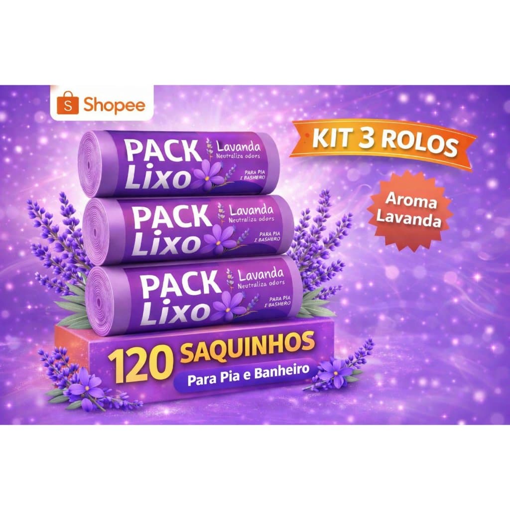 Kit 120 Sacos de Lixo Perfumado Lavanda Para Pia e Banheiro Evita Odores