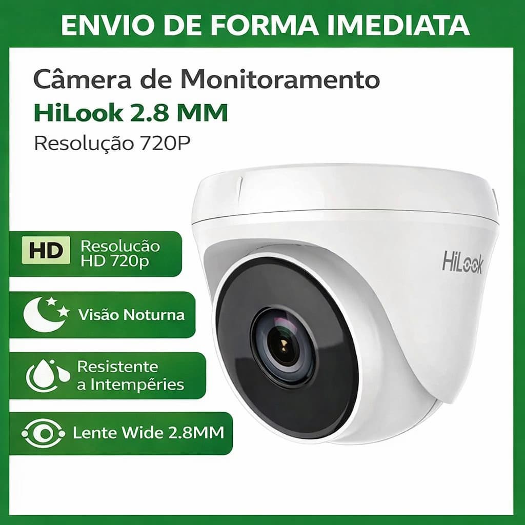 Câmera de Monitoramento Hilook 2.8 MM Resolução 720P