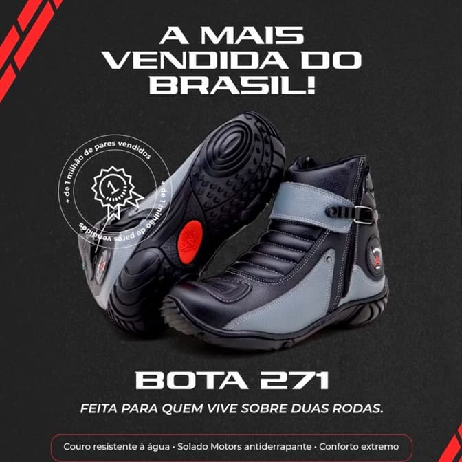 Bota Motociclista Alta Performance Atron Shoes Preto Emcouro