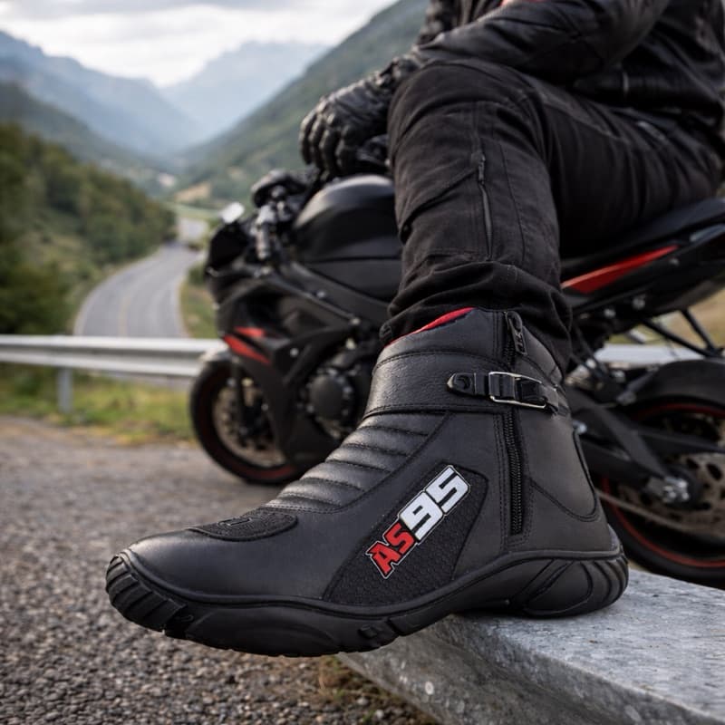 Bota Exclusiva Motociclista Atron Shoes Preto Couro Legítimo