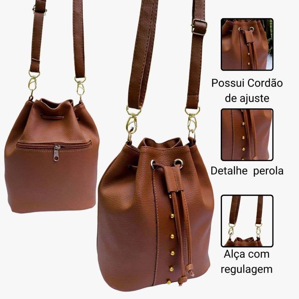 Bolsa Feminina de Costas Couro Sintetico Grande Capacidade com Cordão Ajustavel para Ombro Novidade