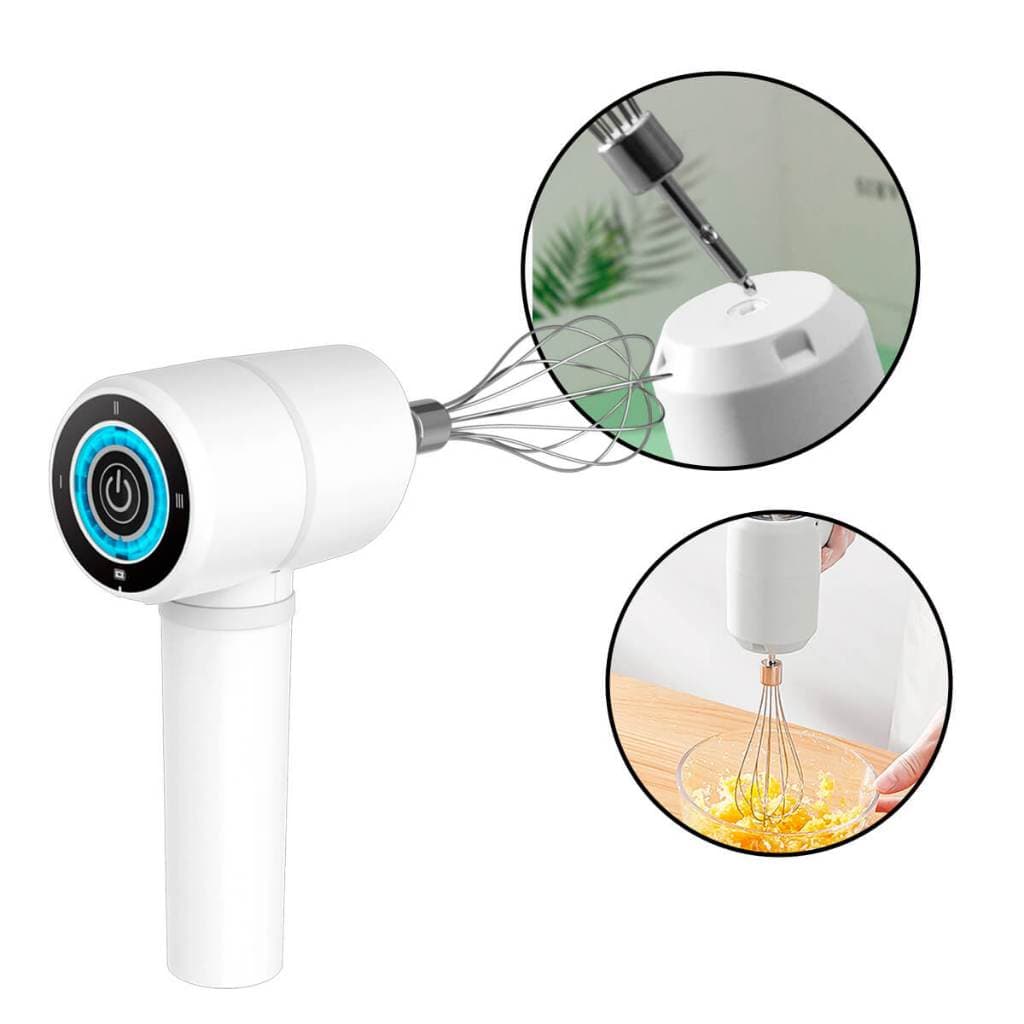 Mixer Portátil Batedeira Elétrica Misturador de Ovos – Branco, Prático e Leve