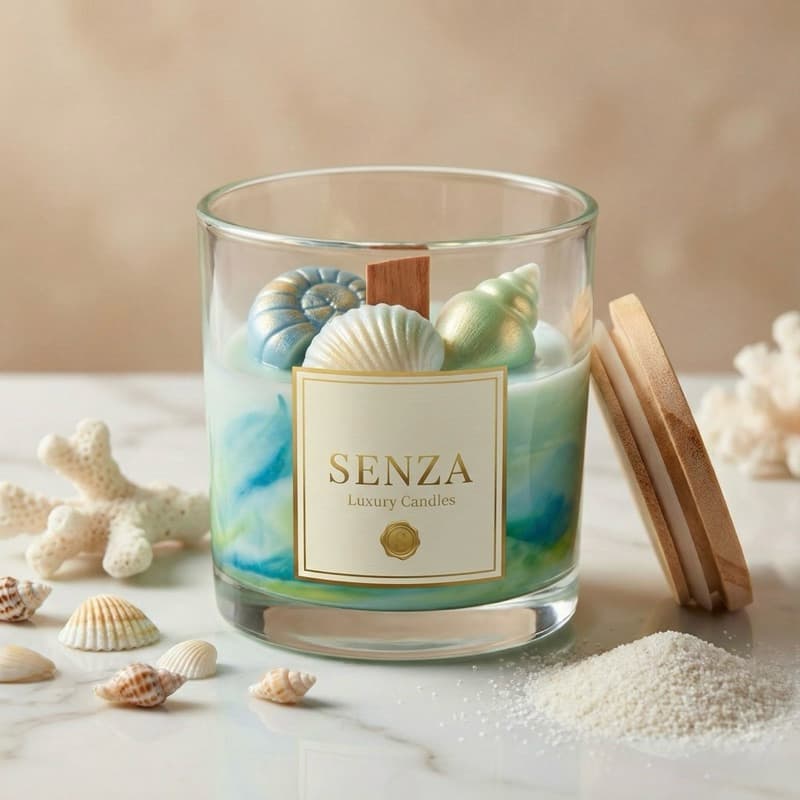 Vela Aromática Artesanal em Copo de Vidro com Tampa de Madeira