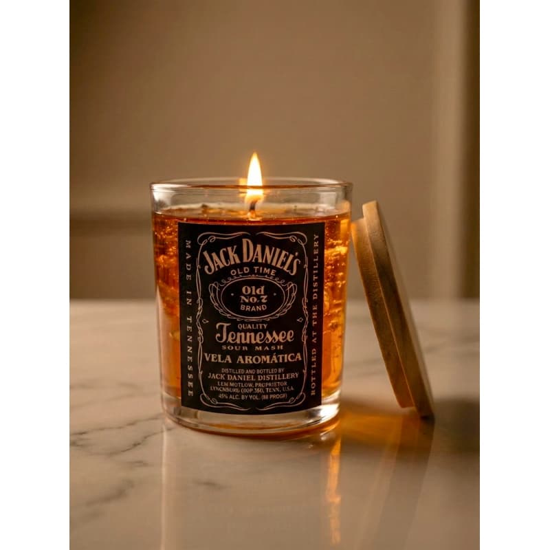 Vela Aromática Whisky Premium jack daniel's  200g Copo de Vidro com Tampa | Decorativa Artesanal
