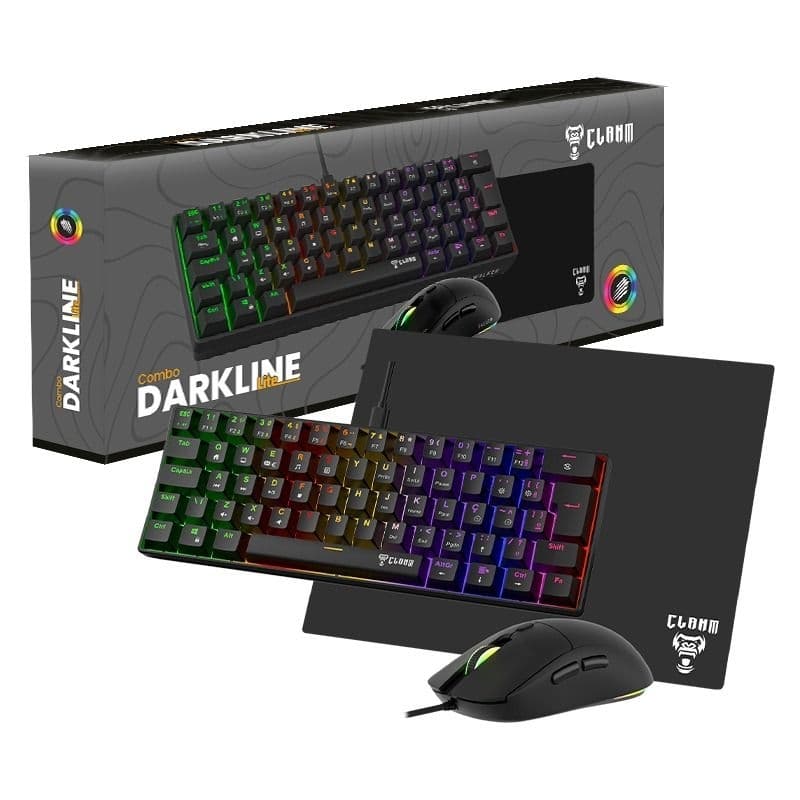 KIT COMBO GAMER DARKLINE LITE - MOUSE+TECLADO+MOUSEPAD - CLANM