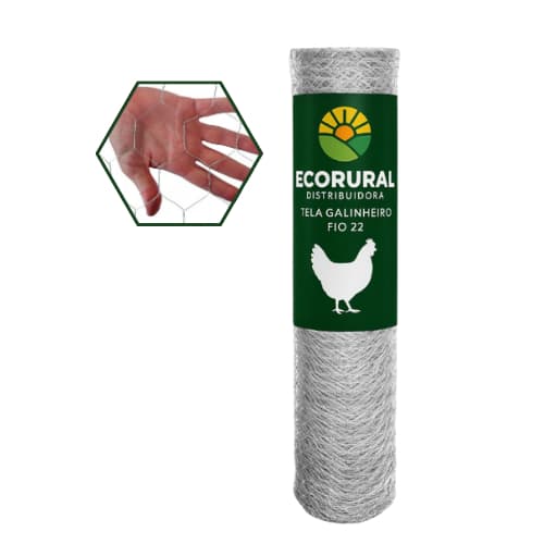 Tela Galinheiro Galvanizada 1,50x50m Fio 22 Malha Hexagonal
