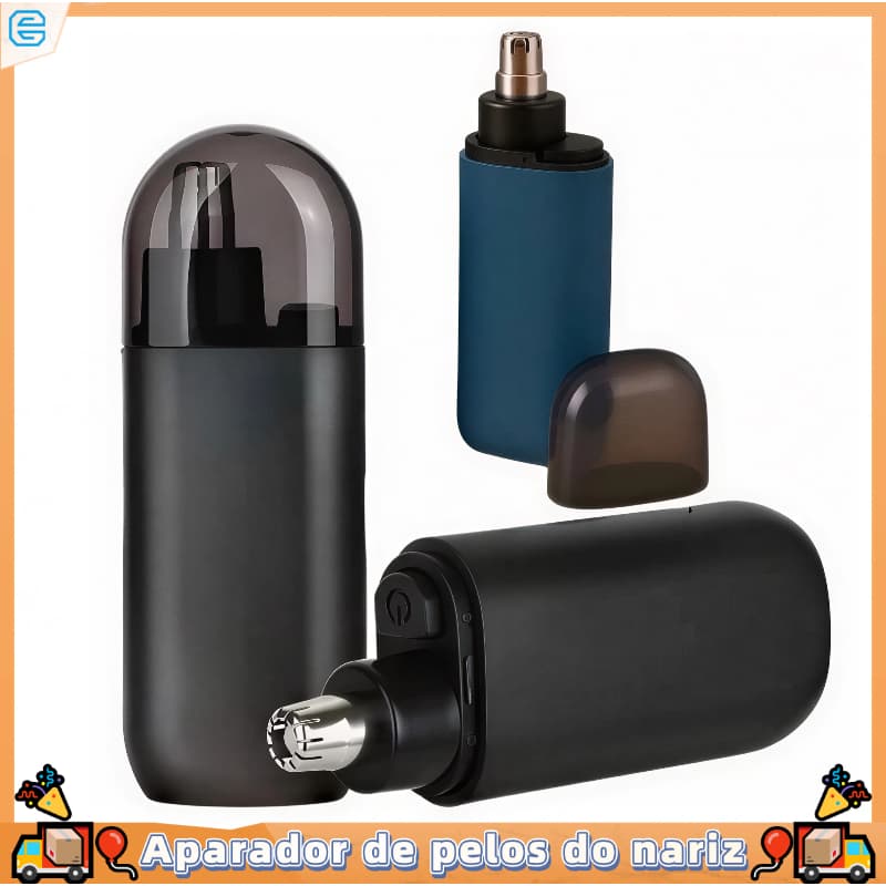 Aparador de Pelos Nasais e Orelhas Masculino Compacto USB Recarregável Silencioso Portátil