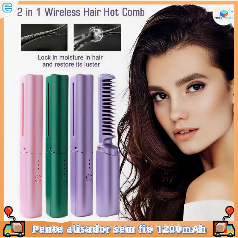 Escova De Alisamento Capilar Alisador De Cabelo Aquecido Recarregável Mini Pente Portátil yushua3br Rápido