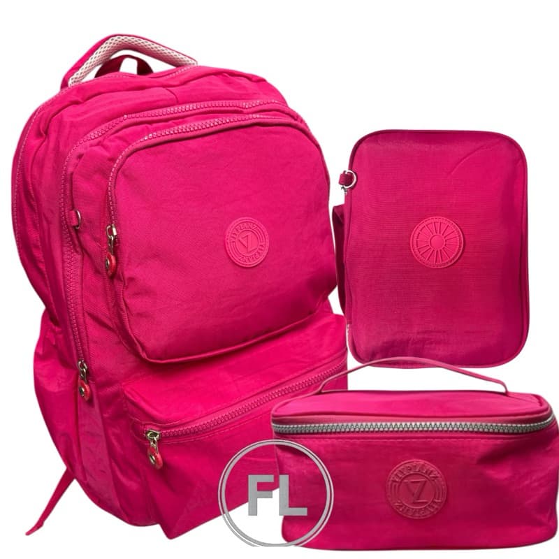 Kit Mochila Escolar 3 Peças | Mochila + Lancheira + Estojo Várias Cores