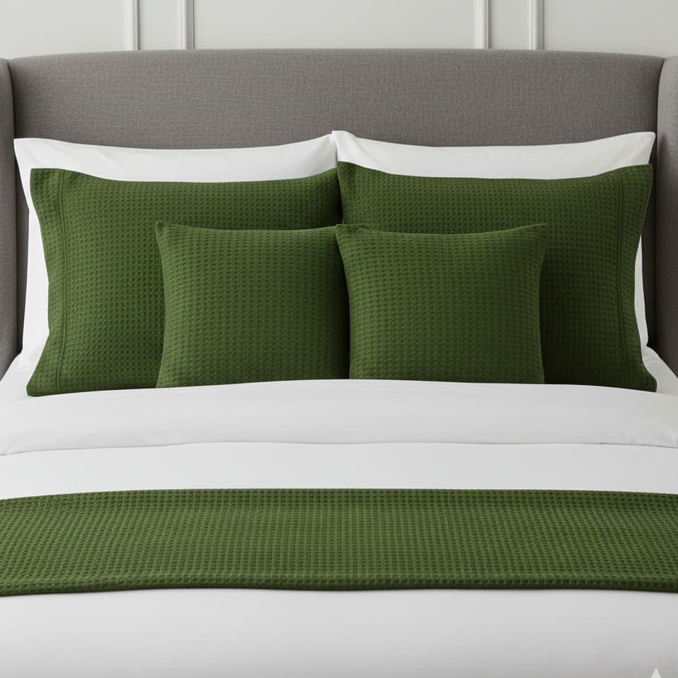 Kit Cama Posta Piquet Liso 5 Peças Peseira Almofadas Porta Travesseiro | Casal Queen King Super King