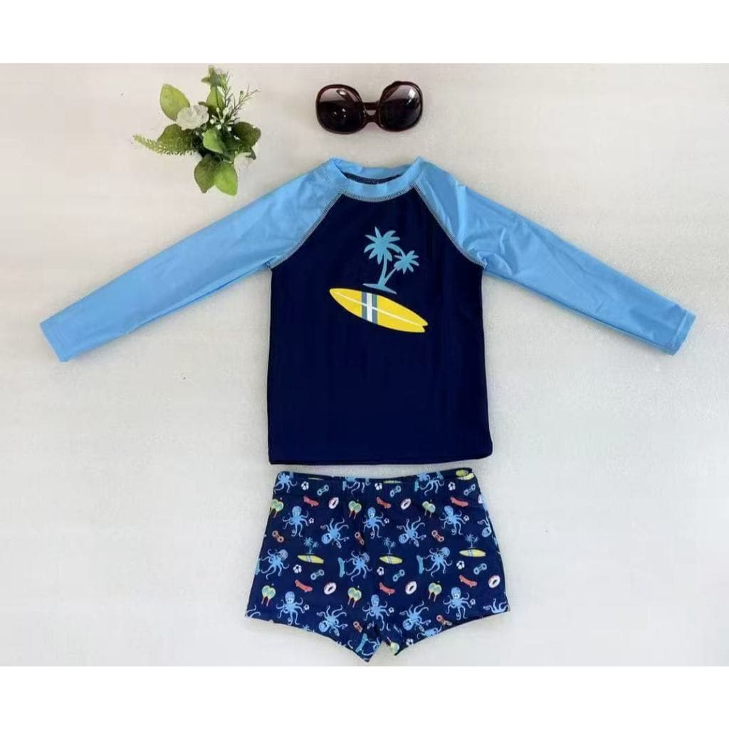 Conjunto Sunga Box Menino Camiseta Proteção Uv 50+ Infantil