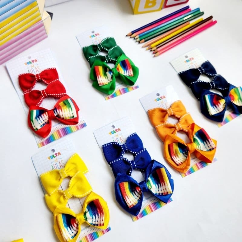 Kit escolar - volta às aulas Laço de cabelo acessório infantil colegial