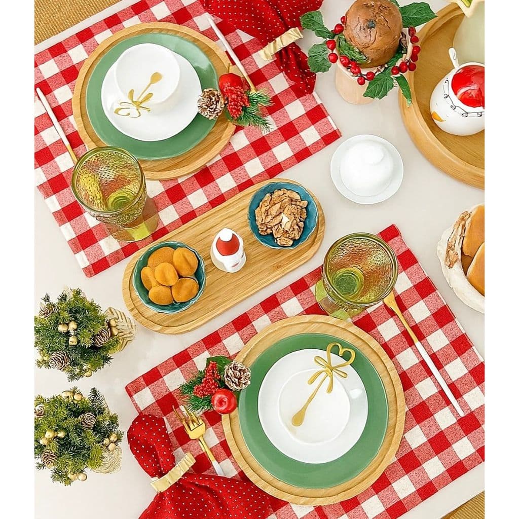Kit Jogo Americano Xadrez 08 Peças: 04 Jogos Americanos + 04 Guardanapos Decoração Mesa Posta