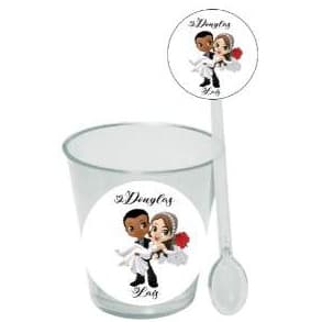 Copinho de Brigadeiro com colher personalizado c/ 100 unidades(50 copos + 50 Colheres