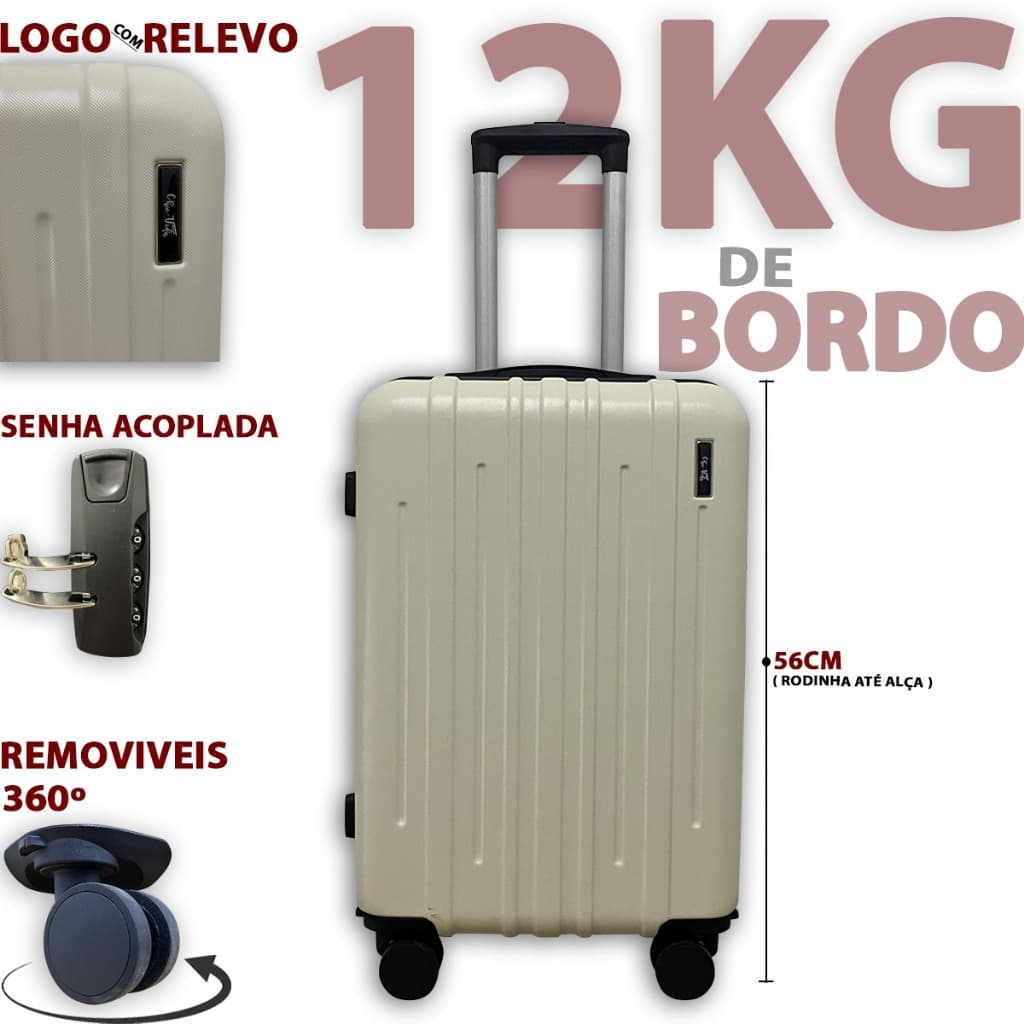 Mala De Viagem N20 Polegadas 56*36*25cm ABS Mala De Bordo 10kg Com Roda 360 E Cadeado Senha Promocao