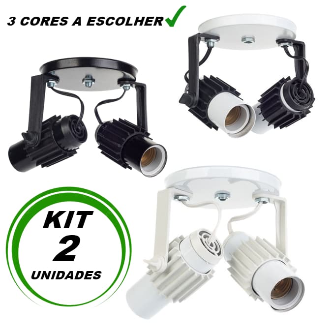 Spot luminaria Duplo teto ou Parede aletado Articulado Cores kIT 2 UNI 127/220Vlts