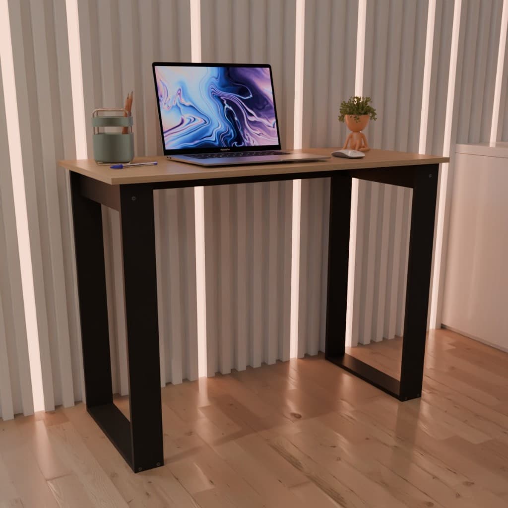 Mesinha Home Office Industrial Escritório 90cm preto/madeirado
