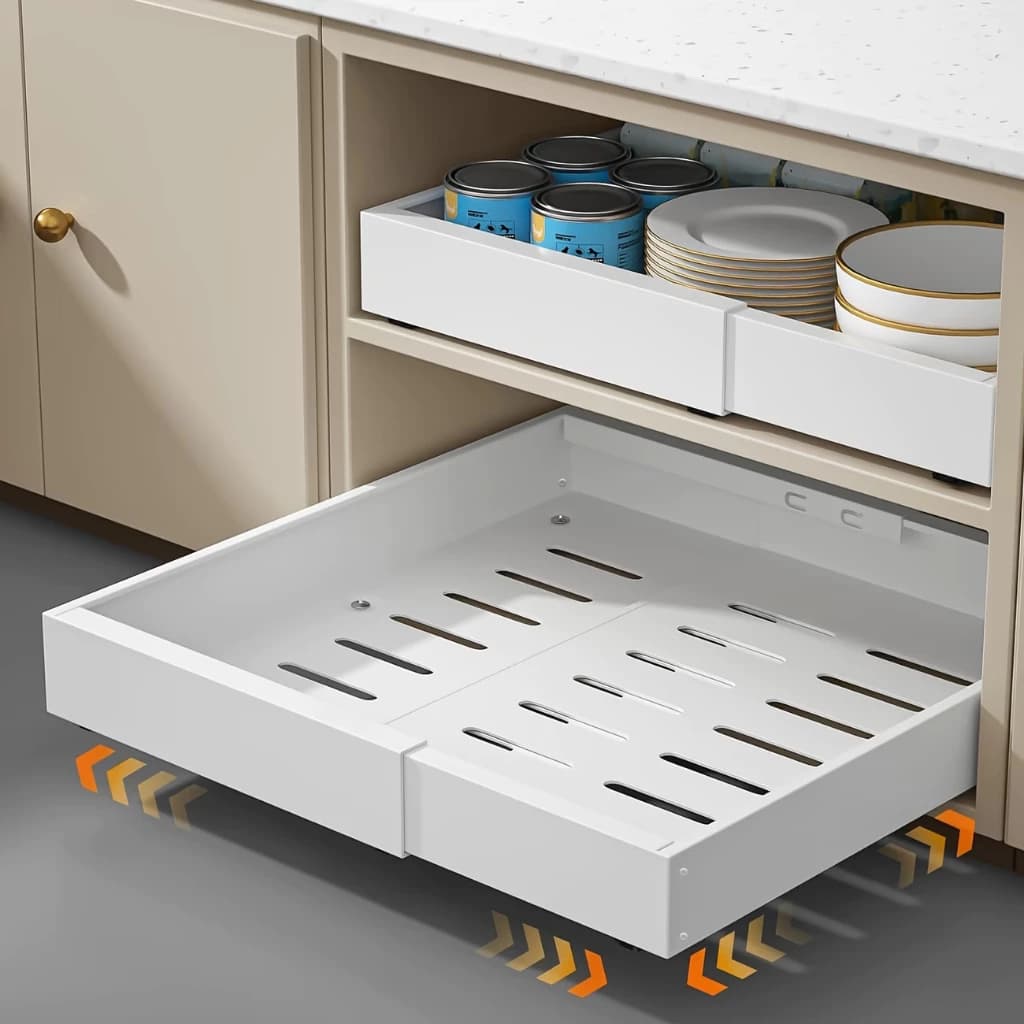 Gaveta Rack Expansível Deslizante Ajustável Organizador Armário Sem Furos com Adesivo