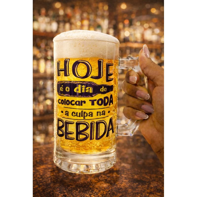 Caneca Chopp hoje é dia de bebida 475ml