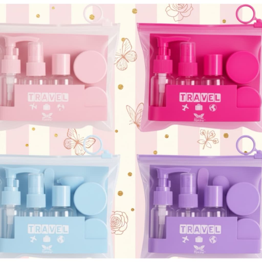 Kit Viagem Porta Cosméticos Reutilizável – Frascos + Potes | Ideal para Mala e Bolsa