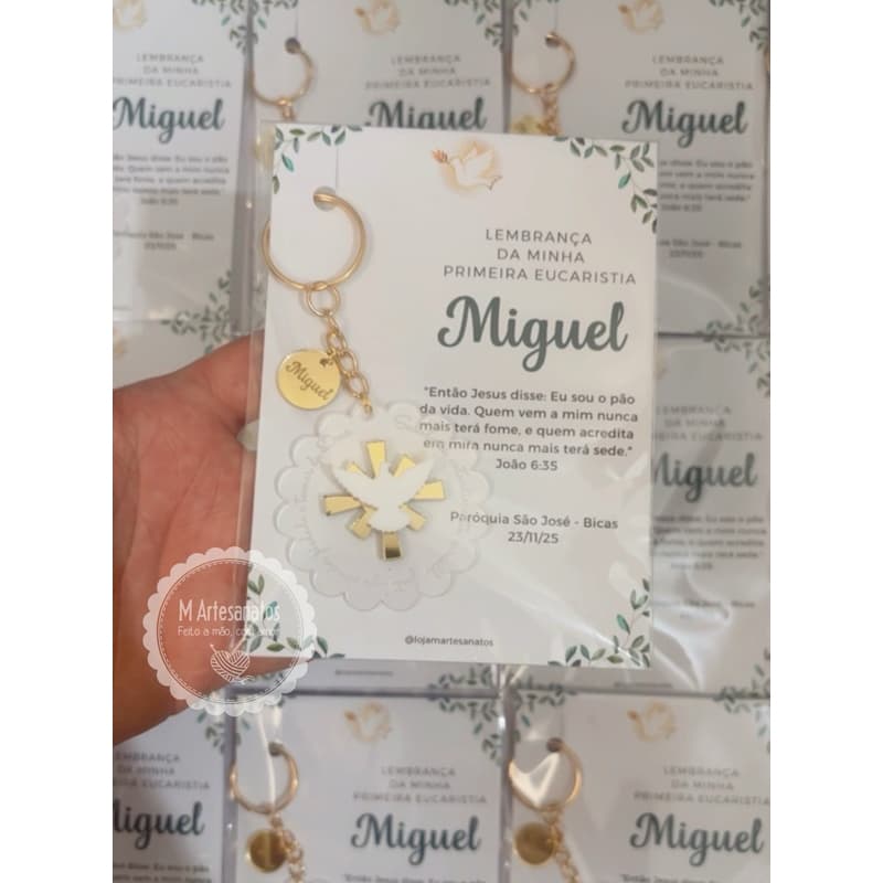Chaveiro de Acrílico Lembrancinha Personalizada para Primeira Eucaristia Batizado Crisma Primeira Comunhão