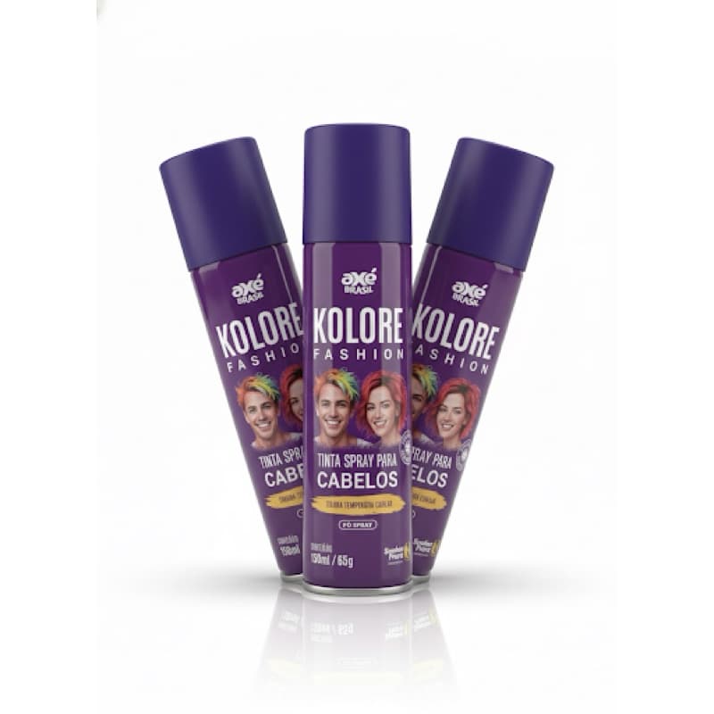 Kit 3 Tinta de Cabelo Spray Roxo 150ml Kolore Fashion Temporária Carnaval Festa Fantasia Halloween