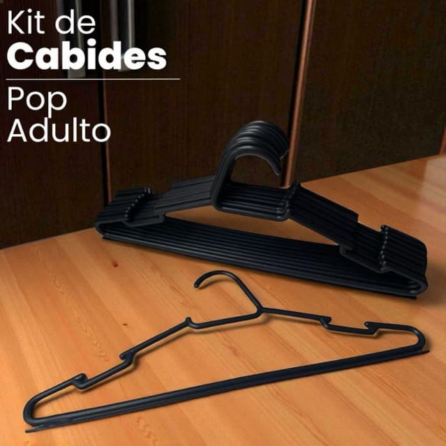Cabide Pop Adulto Kit com 12 UN - Preto
