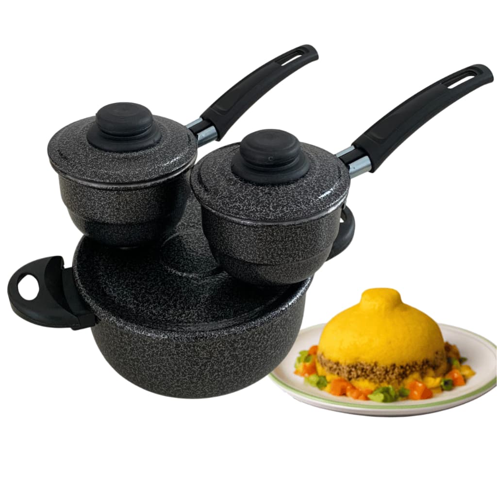 Cuscuzeira Individual Peitinho/Tetinha Cuzcuz Nordestino Drone Duas Porções Prática a Vapor Alumínio Craqueado Preto