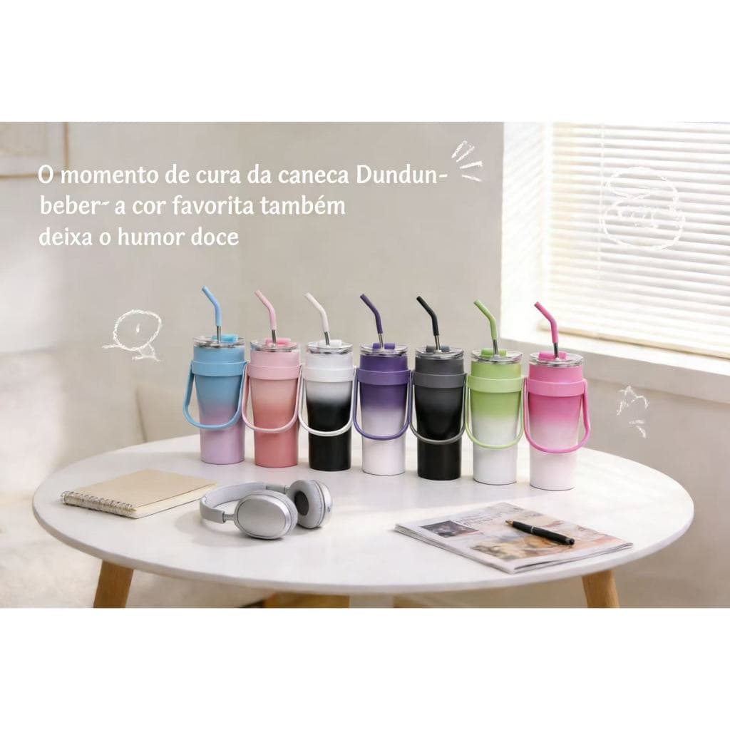 Copo Térmico Garrafa Com Tampa e Canudo900ML ideal para Hidratação