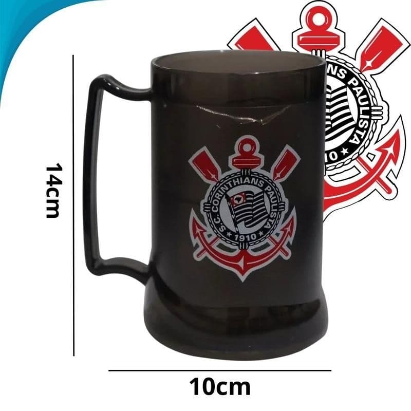Caneca Gel Corinthians Oficial 300ml | Caneca Congelável Torcedor