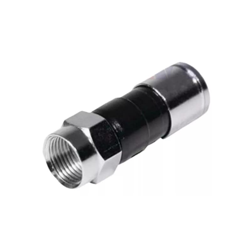 10 Conectores Compressão metálico Rg6 para cabo coaxial com luva de plástico
